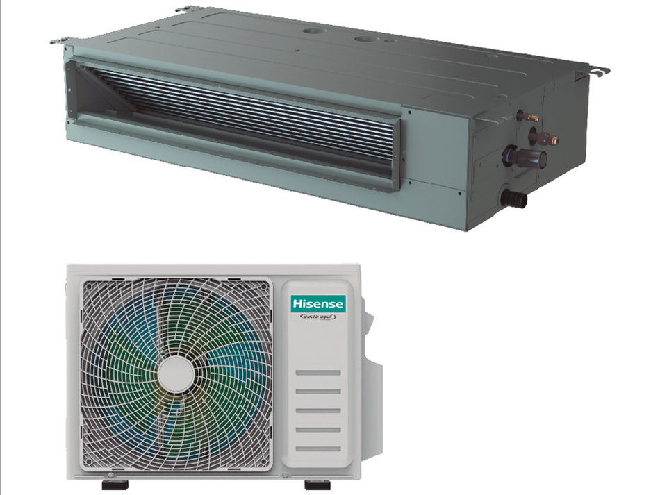 Set - Hisense conducto alta presión turbo trifásico (AUD140UX4REH8+AUW140U6RN8)